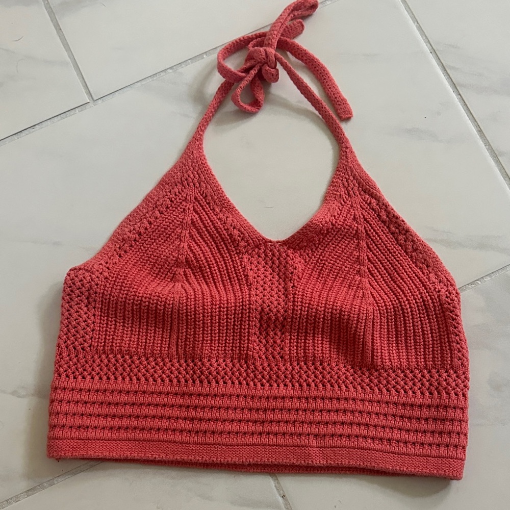 Red Knit Halter Top